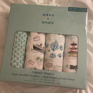 Aden and Anais 4 Pk. Printed Classic Swaddles NWT